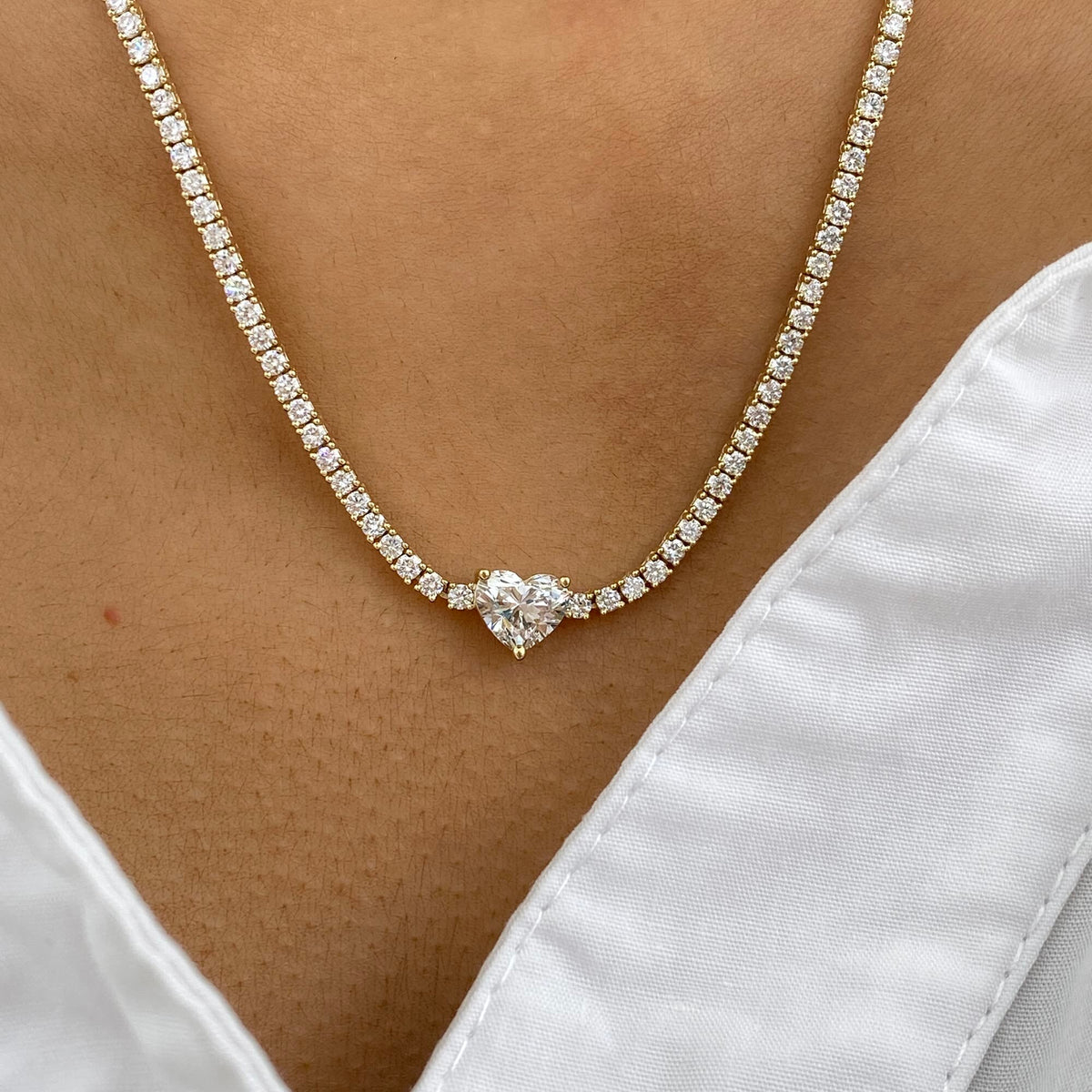 Cecily 3.0 Heart Lab-Grown Diamond Tennis, Solitaire Necklace