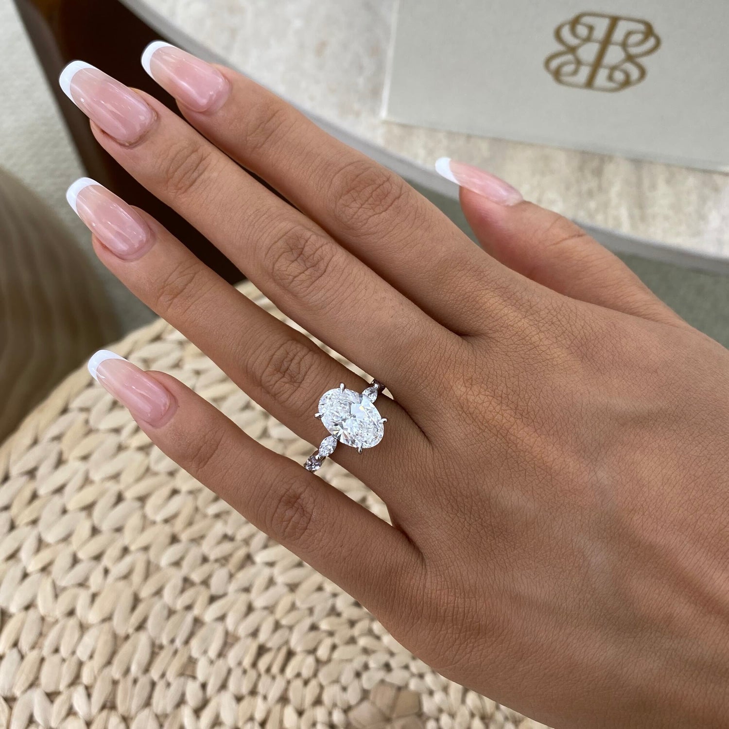 Presley 3.8 Oval Lab-Grown Diamond Side Stone Ring