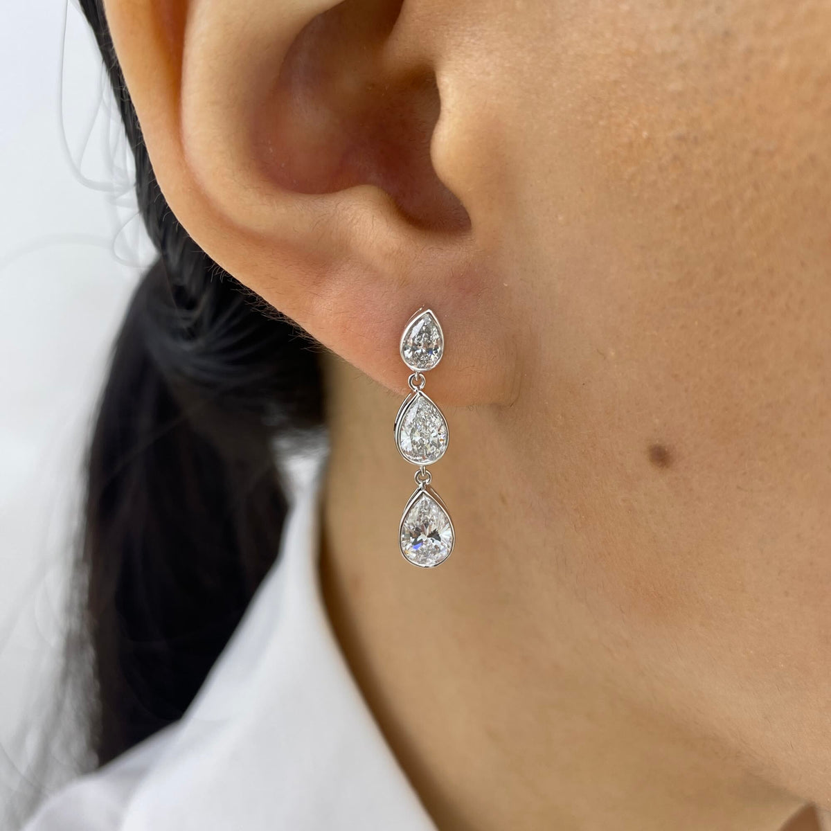 Nora 2.1 Pear Lab-Grown Diamond Chain, Drop Earrings