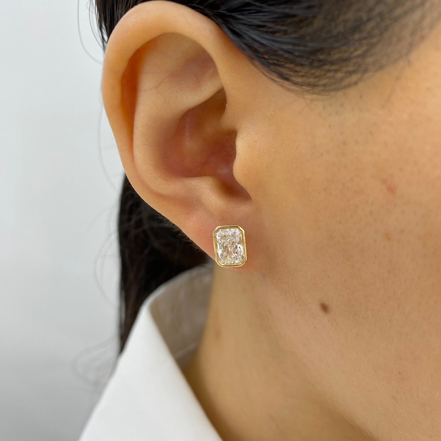 Madison 2.0 Radiant Lab-Grown Diamond Studs, Bezel Earrings