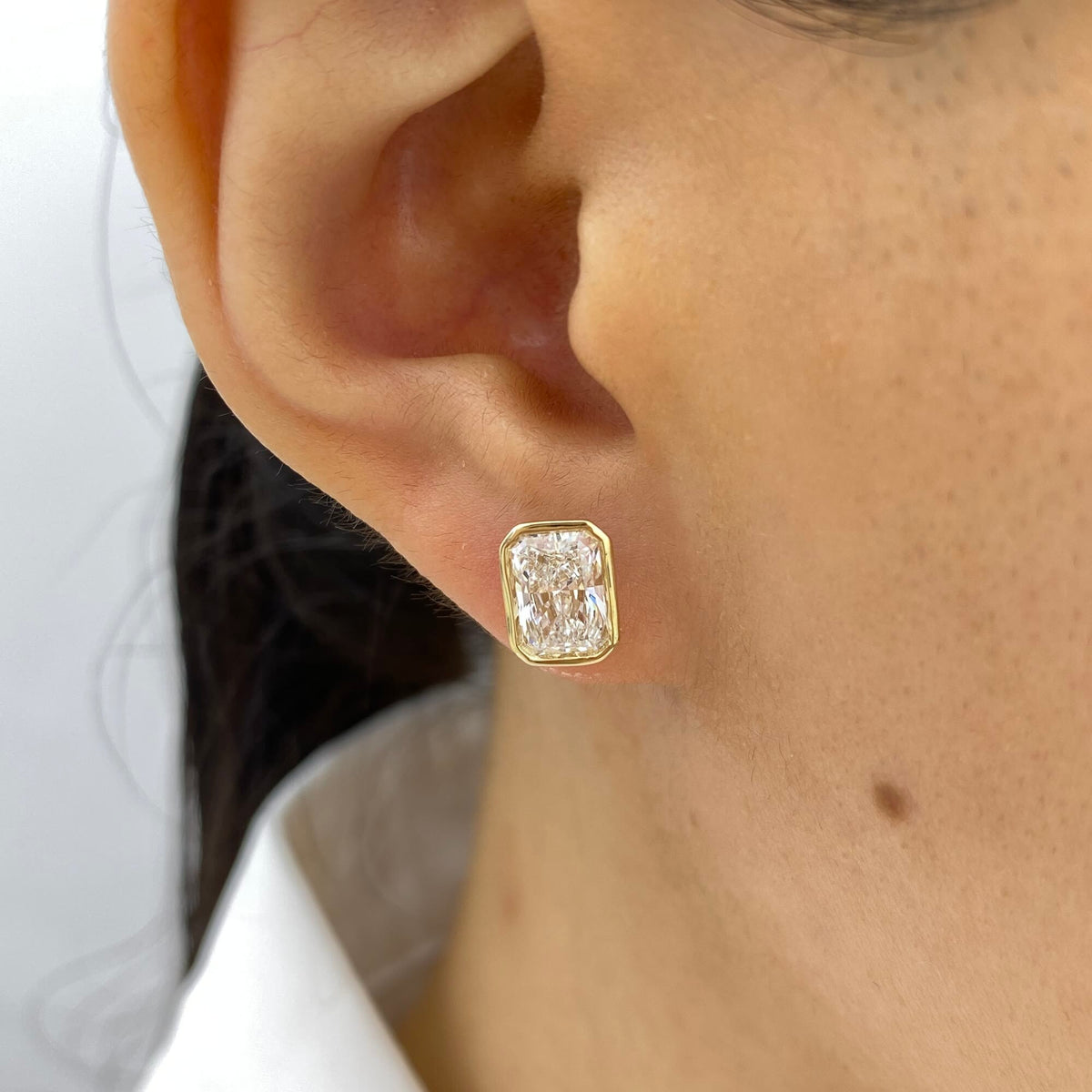 Madison 2.0 Radiant Lab-Grown Diamond Studs, Bezel Earrings