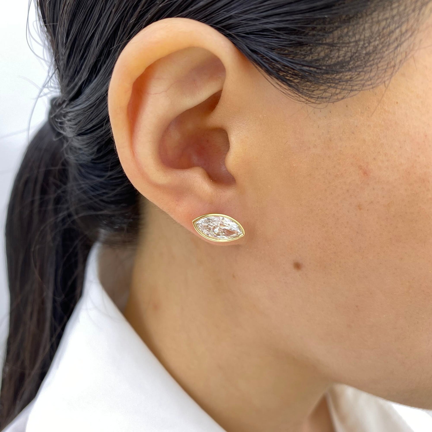 Madison 3.0 Marquise Lab-Grown Diamond Studs, Bezel Earrings