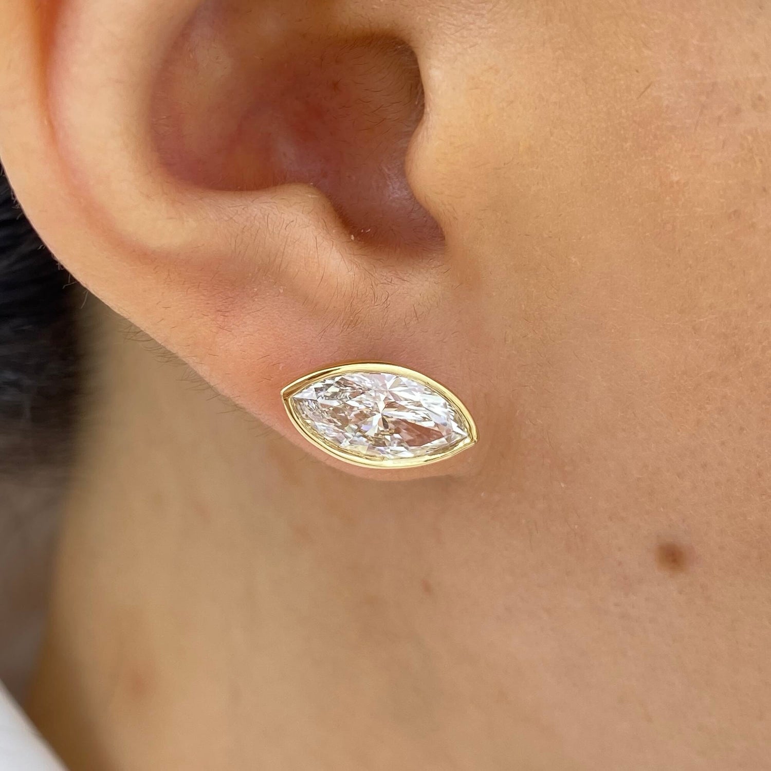 Madison 3.0 Marquise Lab-Grown Diamond Studs, Bezel Earrings
