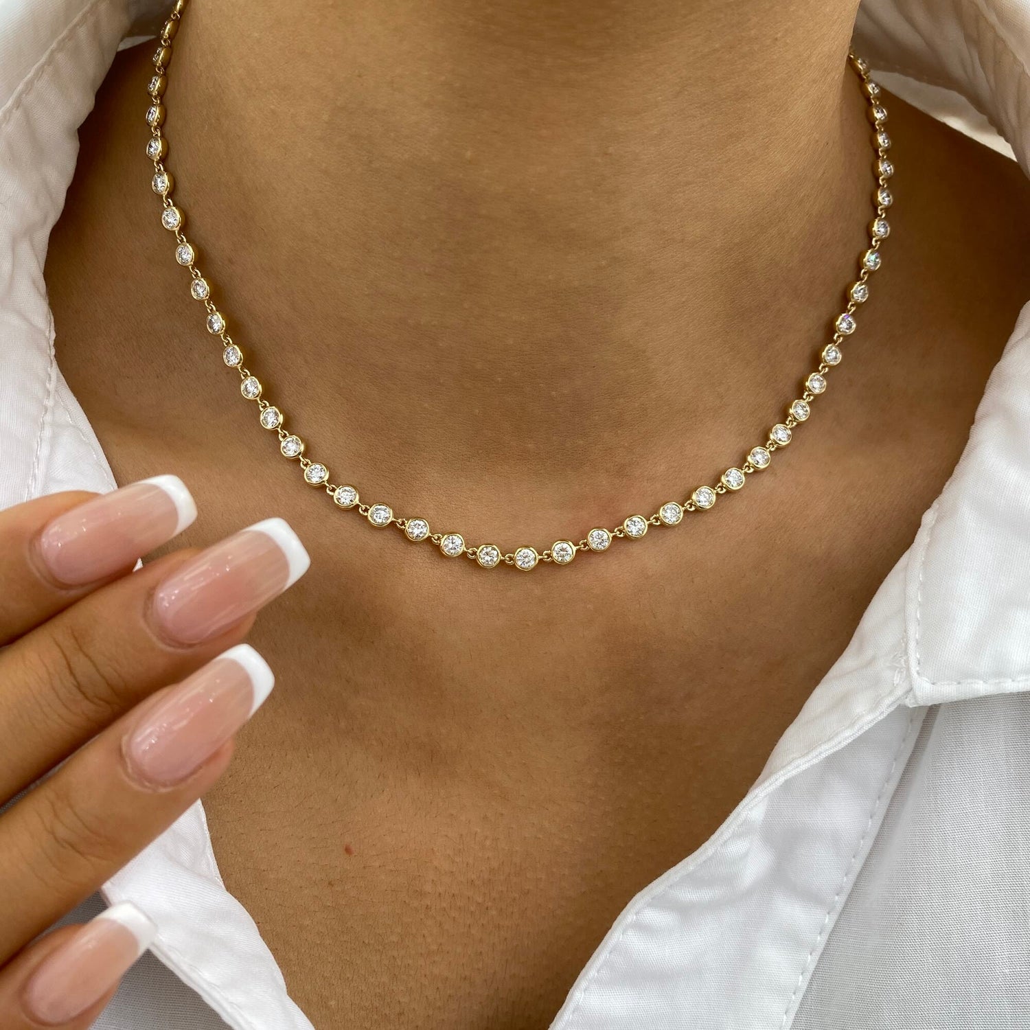 Callie 4.6 Round Lab-Grown Diamond Chain, Tennis Necklace