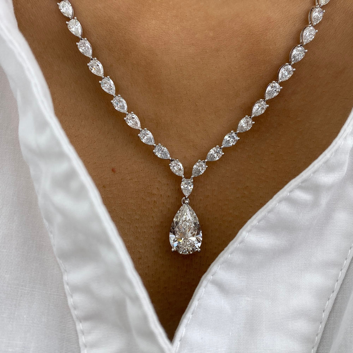 Briar 19.3 Pear Lab-Grown Diamond Tennis, Solitaire Necklace