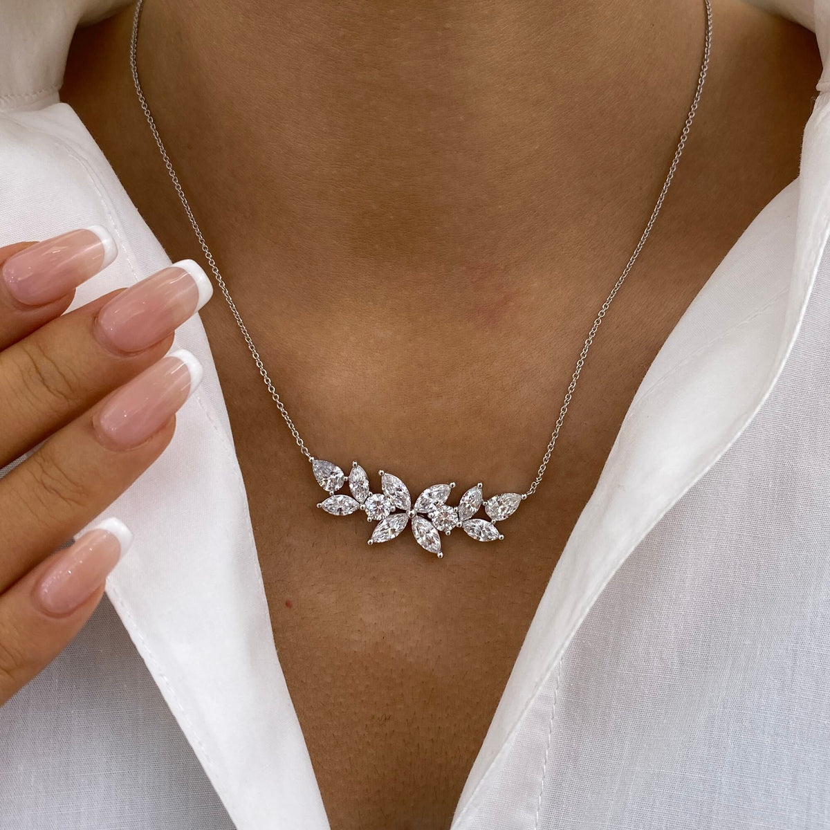 Evie 4.8 Pear Lab-Grown Diamond Bouquet, Chain Necklace