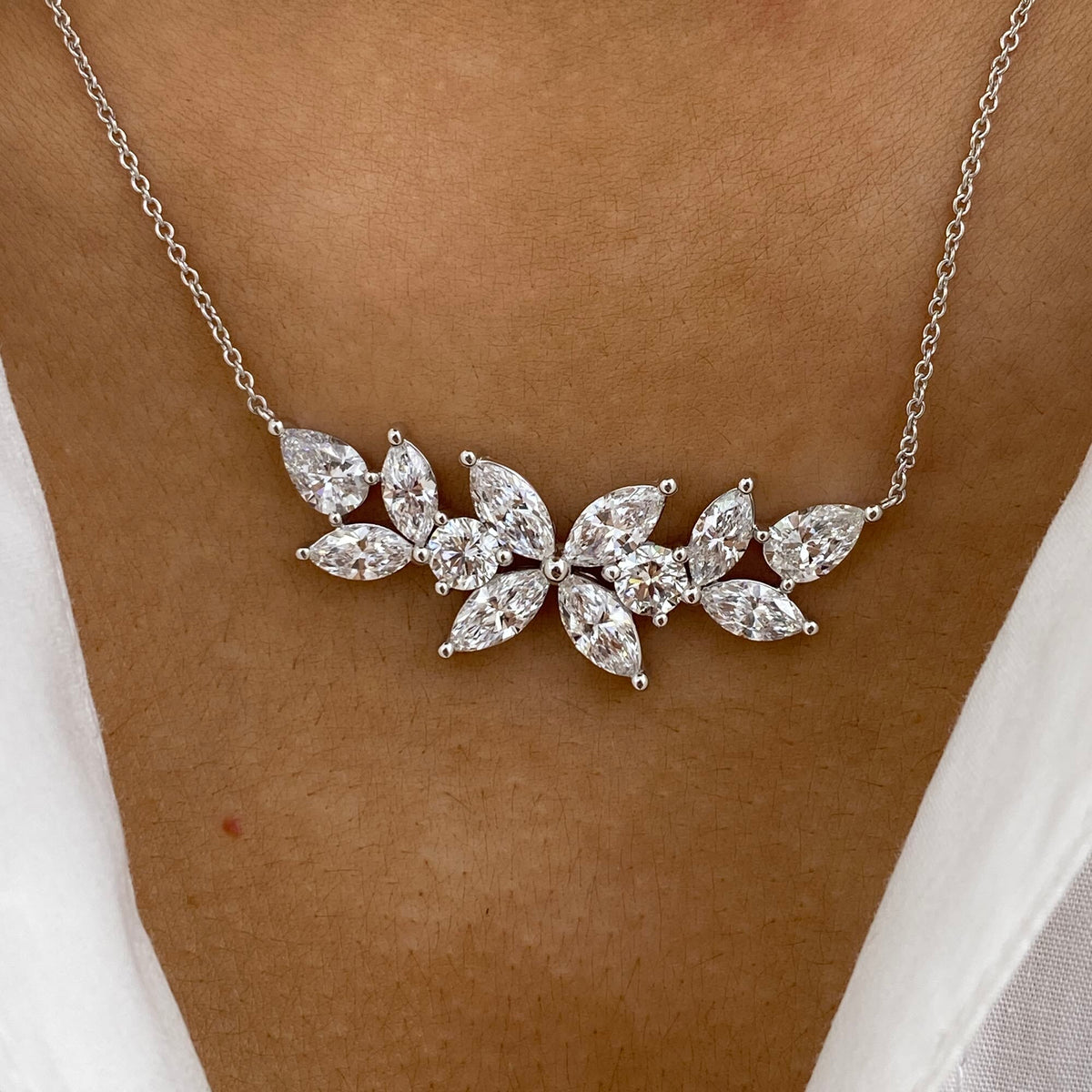 Evie 4.8 Pear Lab-Grown Diamond Bouquet, Chain Necklace