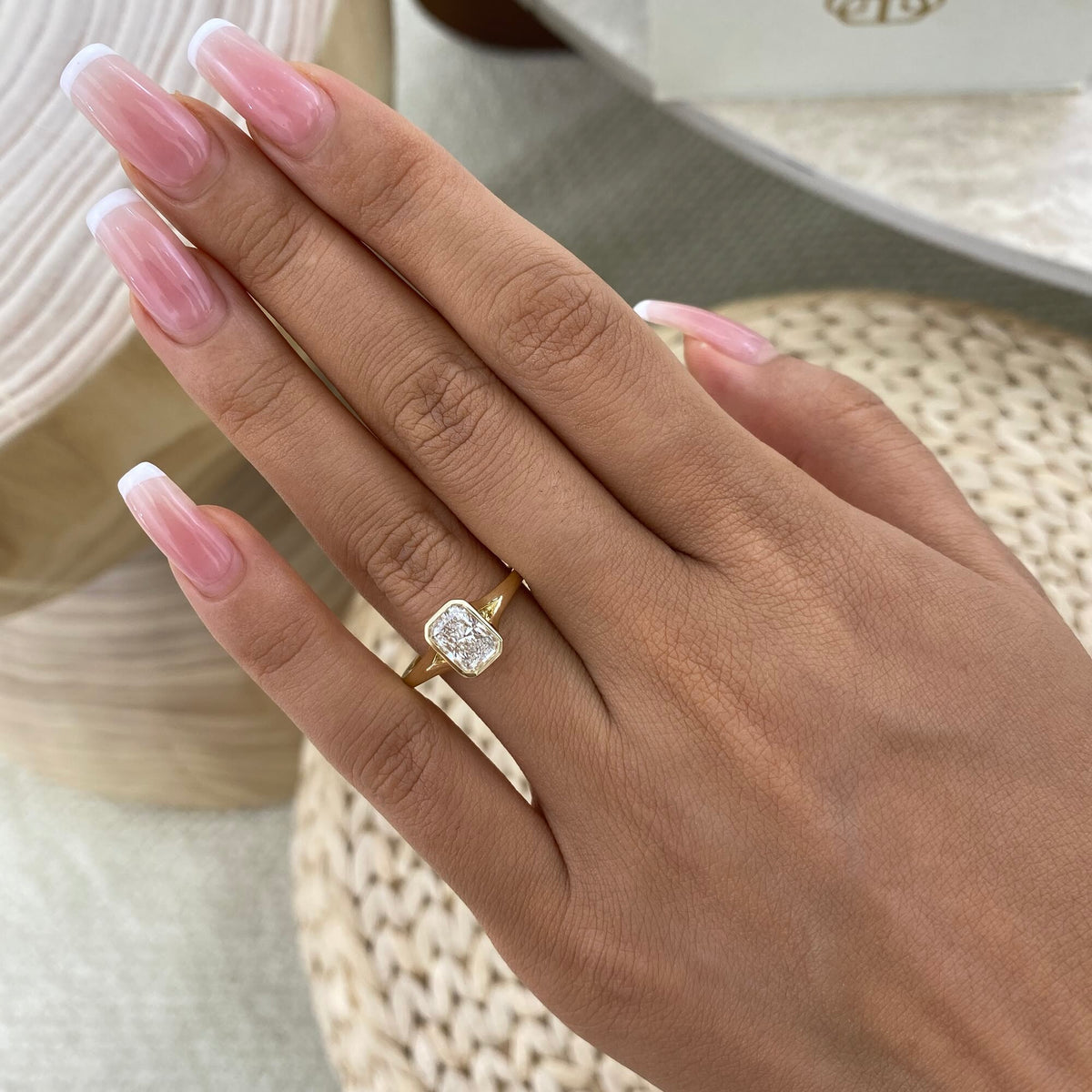 Nina 1.0 Radiant Lab-Grown Diamond Solitaire, Bezel Ring