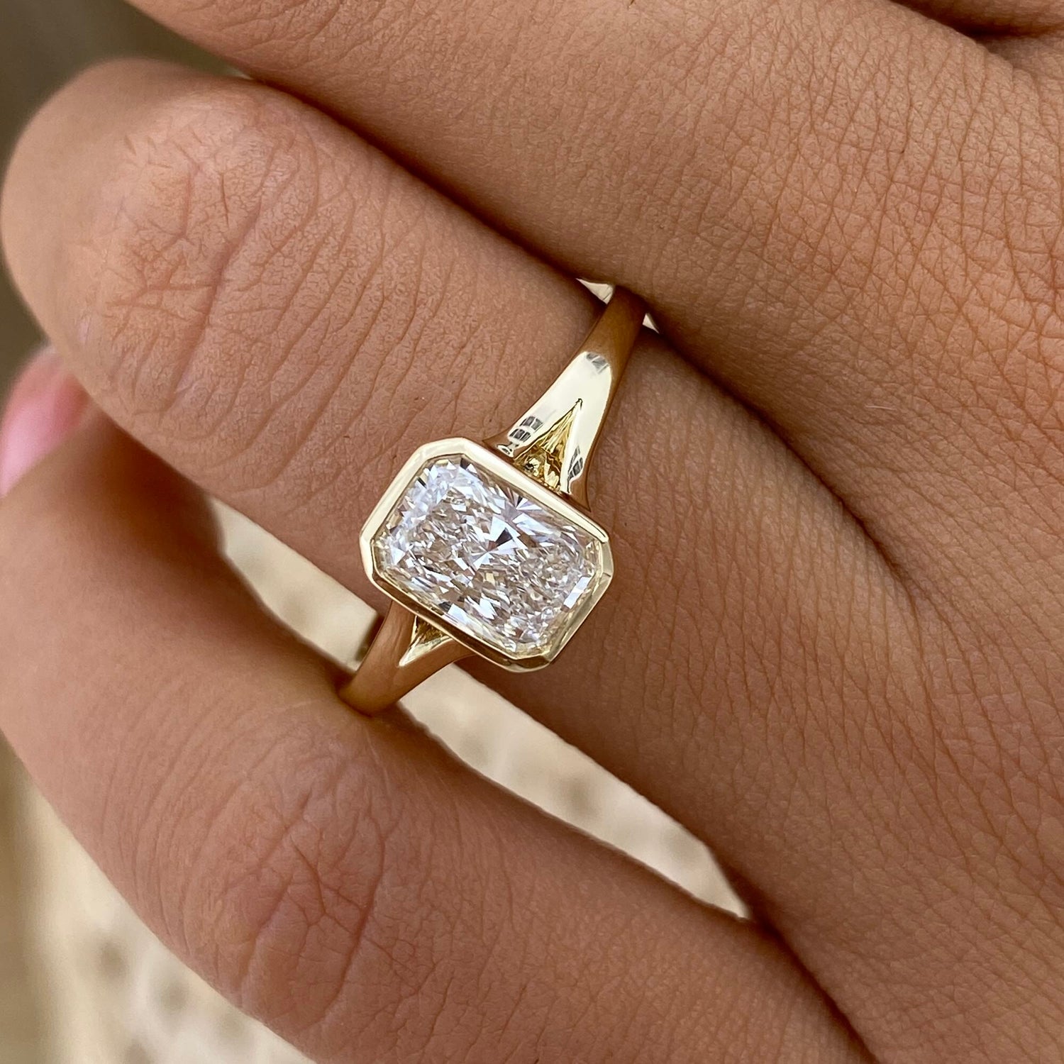 Nina 1.0 Radiant Lab-Grown Diamond Solitaire, Bezel Ring
