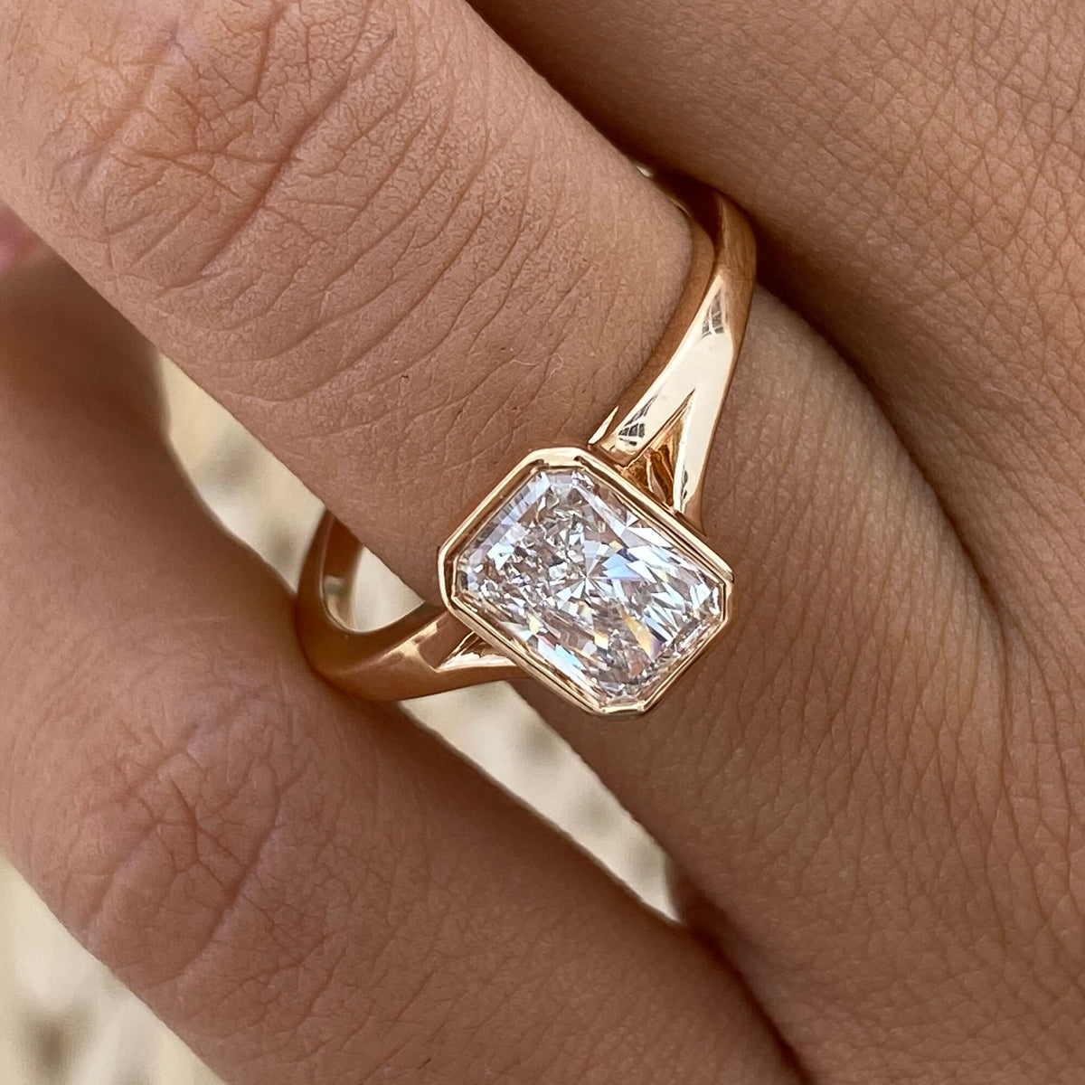 Nina 1.0 Radiant Lab-Grown Diamond Solitaire, Bezel Ring