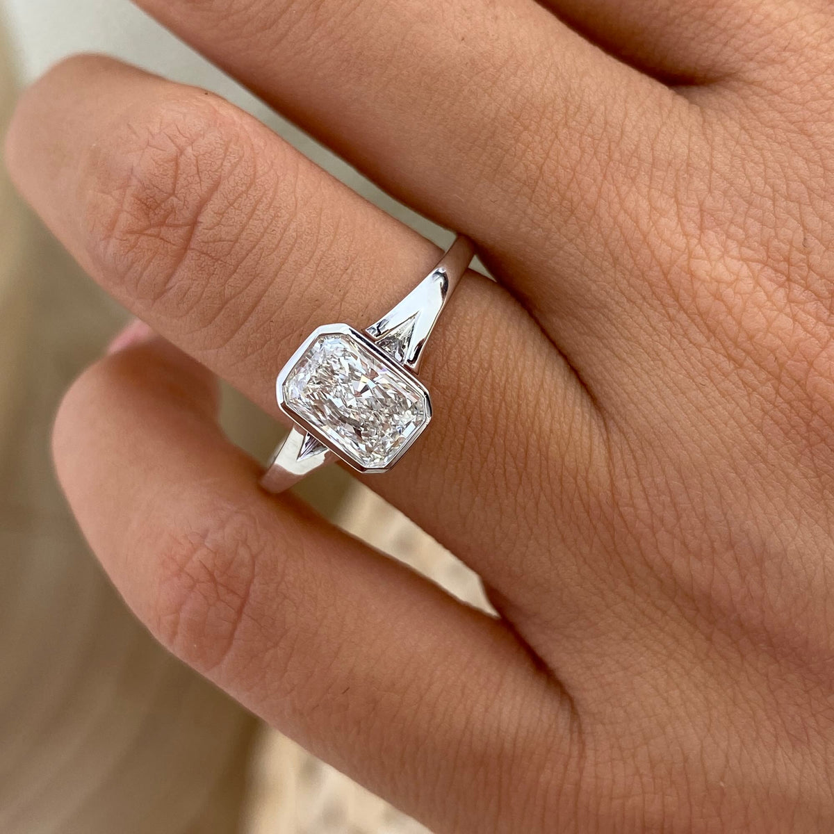 Nina 1.0 Radiant Lab-Grown Diamond Solitaire, Bezel Ring