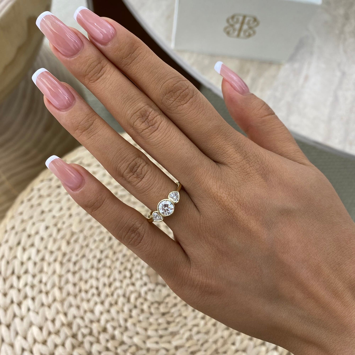 Ruth 1.2 Round Lab-Grown Diamond Three Stone, Bezel Ring