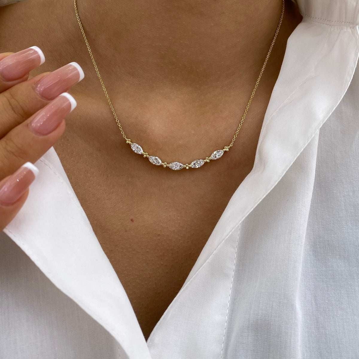 Elsie 1.4 Marquise Lab-Grown Diamond Chain Necklace