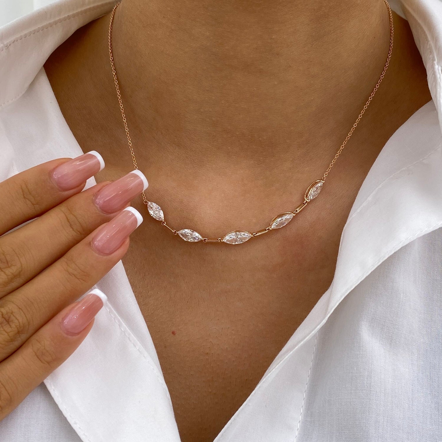 Eve 2.8 Marquise Lab-Grown Diamond Chain, Station Necklace