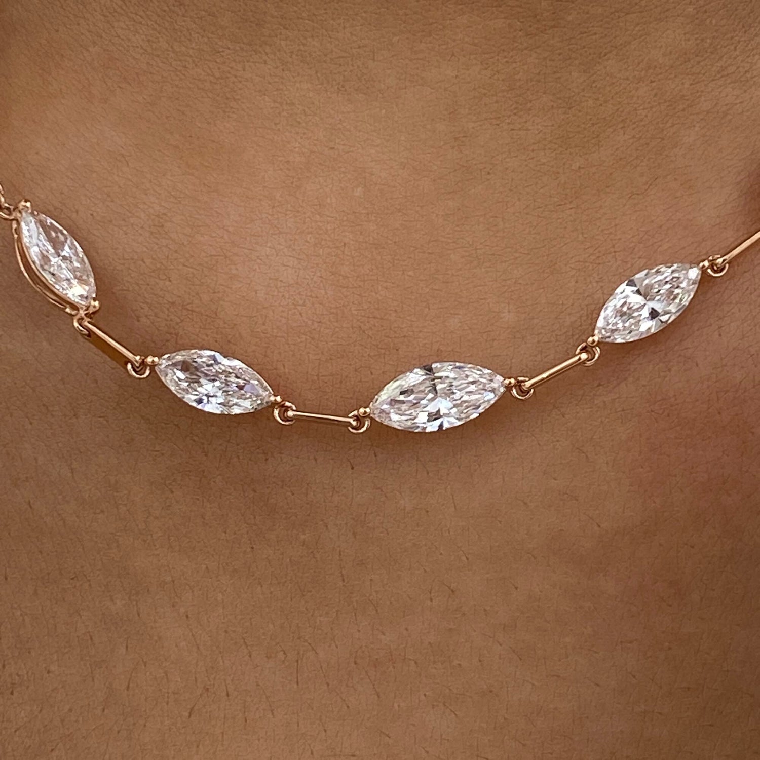Eve 2.8 Marquise Lab-Grown Diamond Chain, Station Necklace
