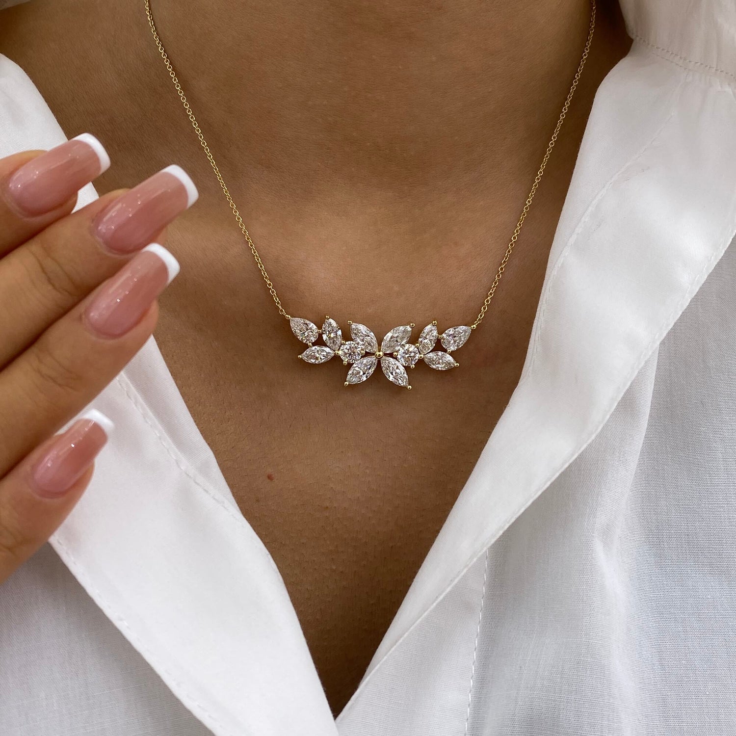 Evie 5.0 Marquise Lab-Grown Diamond Bouquet, Chain Necklace