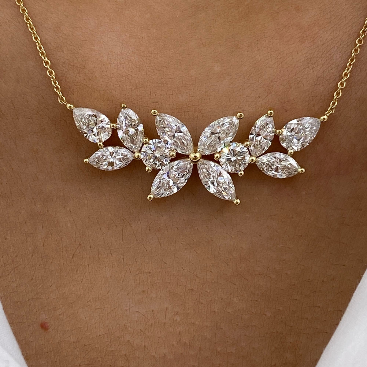 Evie 5.0 Marquise Lab-Grown Diamond Bouquet, Chain Necklace