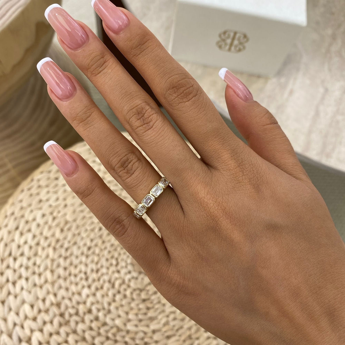 Jolene 1.1 Emerald Lab-Grown Diamond Half-Eternity, Bezel Ring