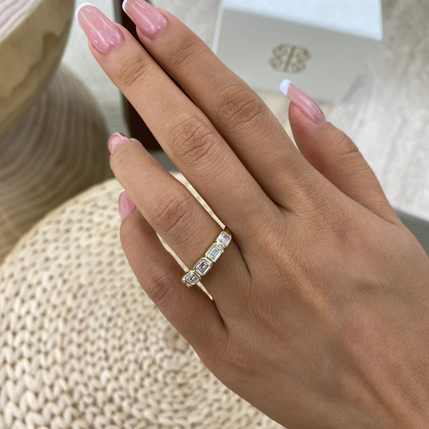Jolene 1.1 Emerald Lab-Grown Diamond Half-Eternity, Bezel Ring