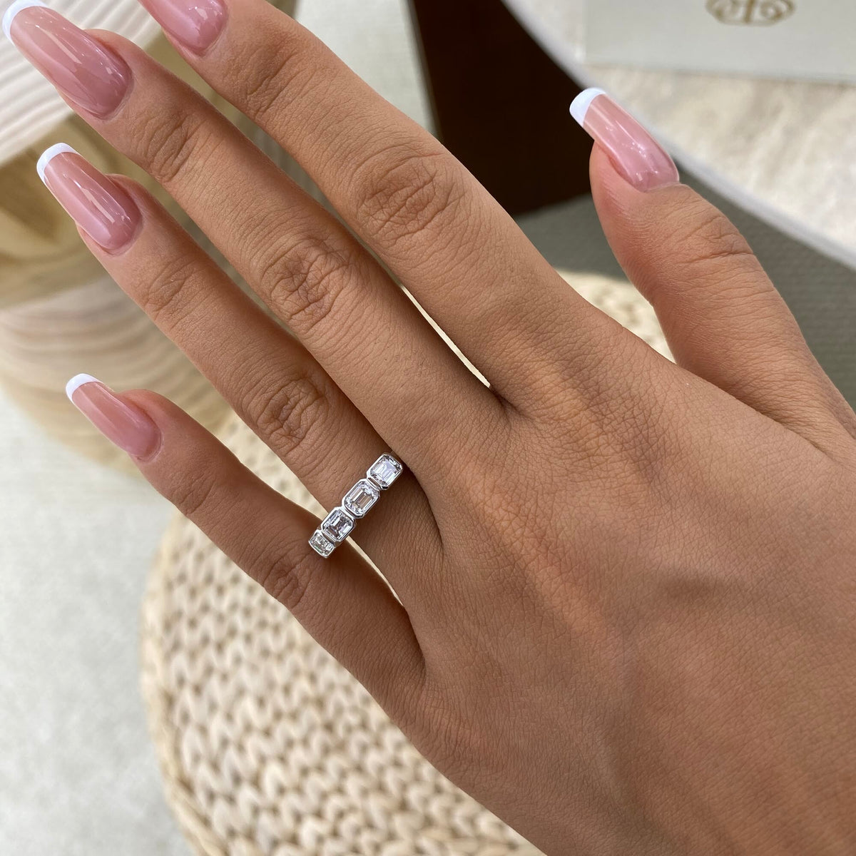 Jolene 1.1 Emerald Lab-Grown Diamond Half-Eternity, Bezel Ring