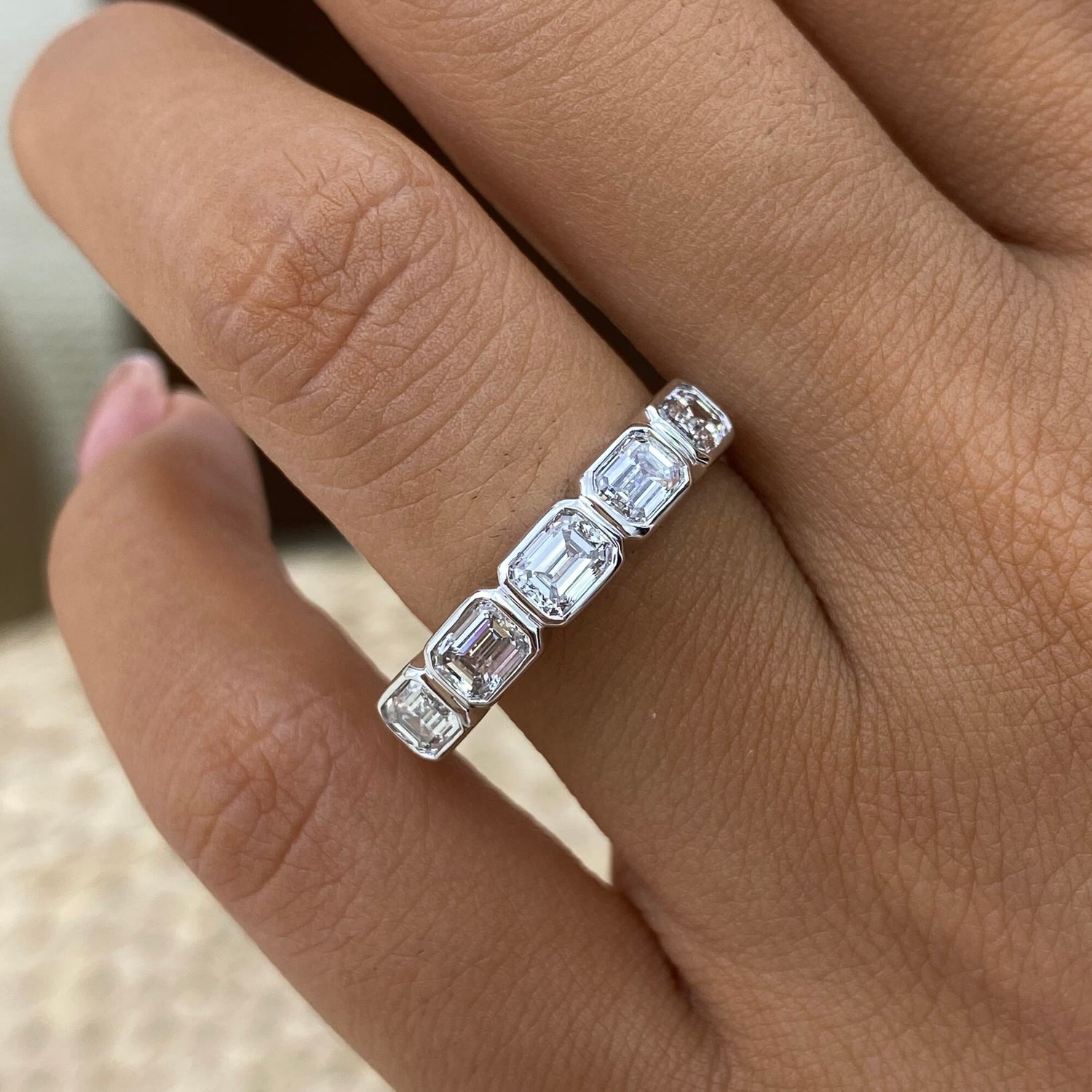 Jolene 1.1 Emerald Lab-Grown Diamond Half-Eternity, Bezel Ring