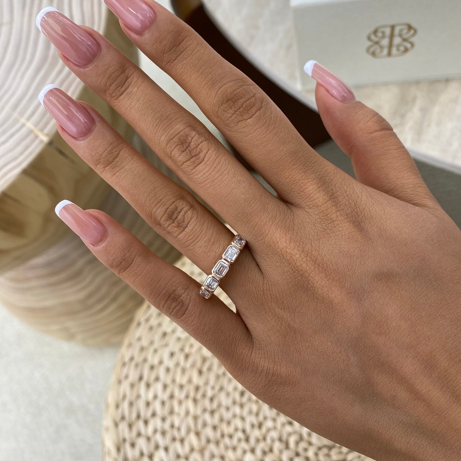 Jolene 1.1 Emerald Lab-Grown Diamond Half-Eternity, Bezel Ring