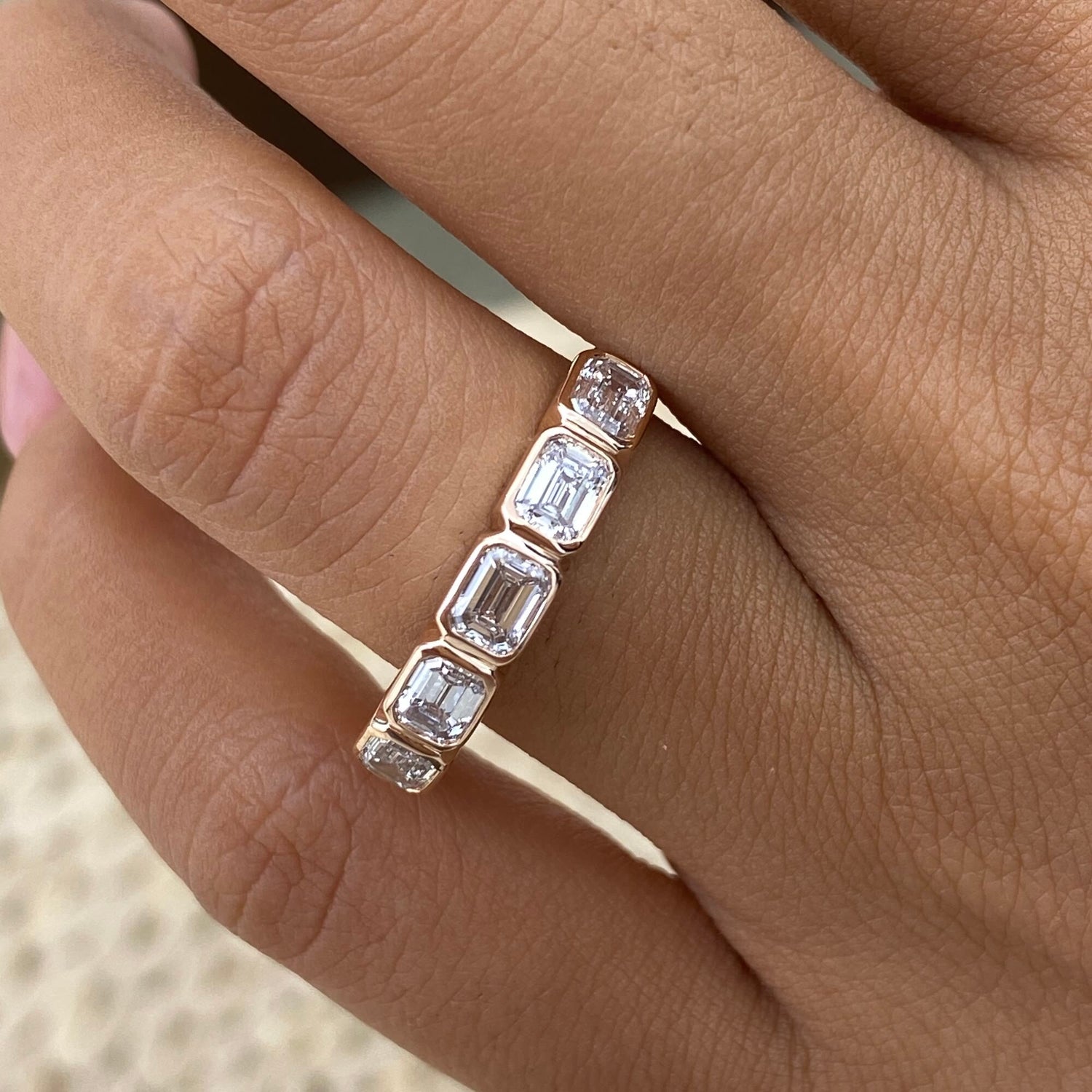 Jolene 1.1 Emerald Lab-Grown Diamond Half-Eternity, Bezel Ring