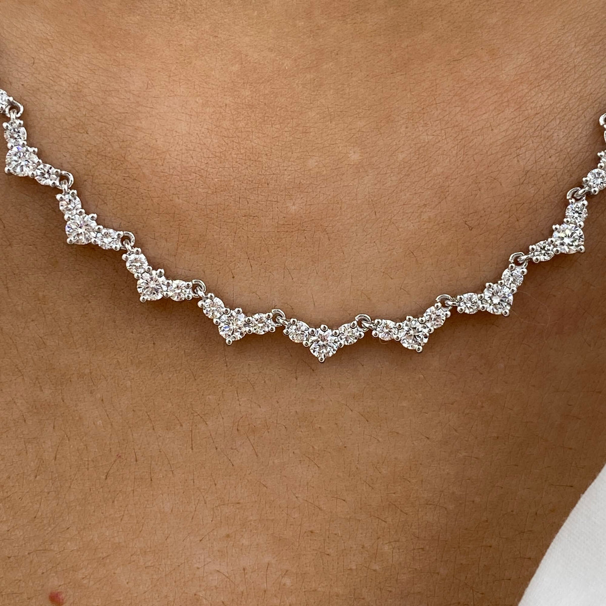 Catherine 6.7 Round Lab-Grown Diamond Tennis, Chain Necklace