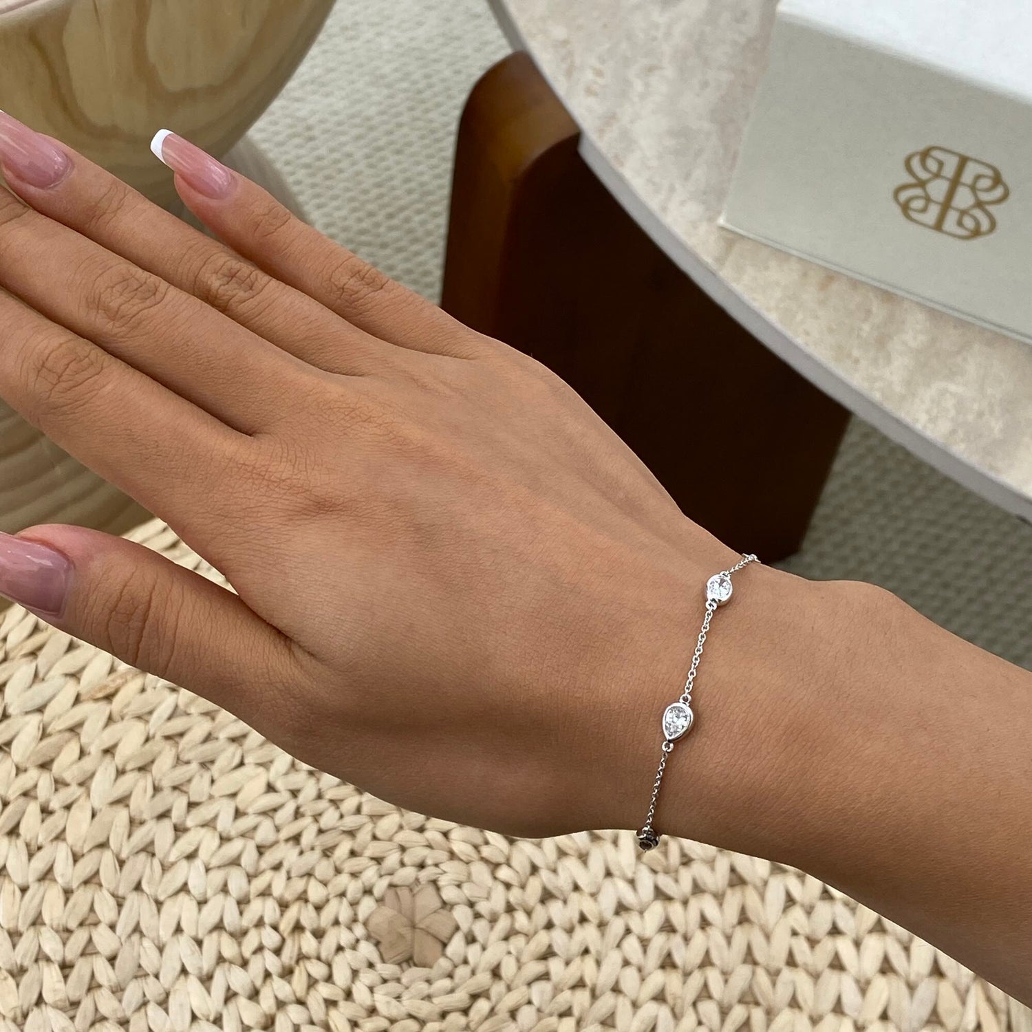Kimberly 0.9 Emerald Lab-Grown Diamond Chain, Station Bracelet