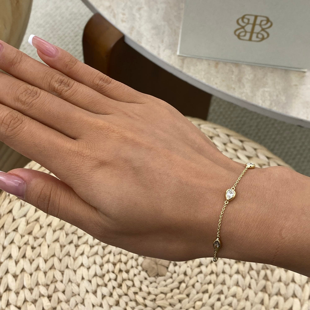 Kimberly 0.9 Emerald Lab-Grown Diamond Chain, Station Bracelet