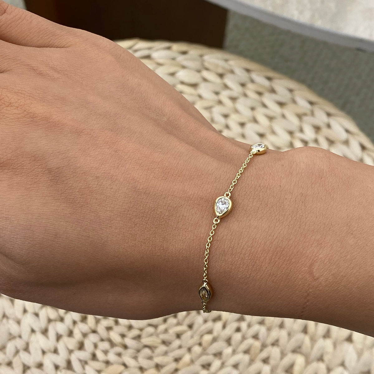 Kimberly 0.9 Emerald Lab-Grown Diamond Chain, Station Bracelet