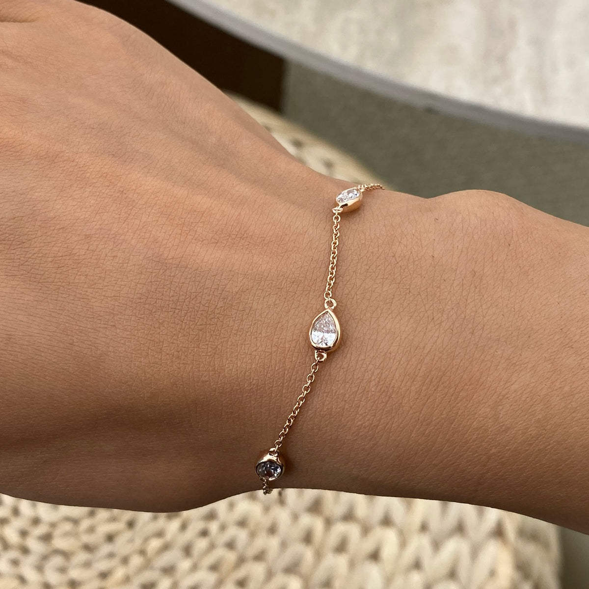 Kimberly 0.9 Emerald Lab-Grown Diamond Chain, Station Bracelet