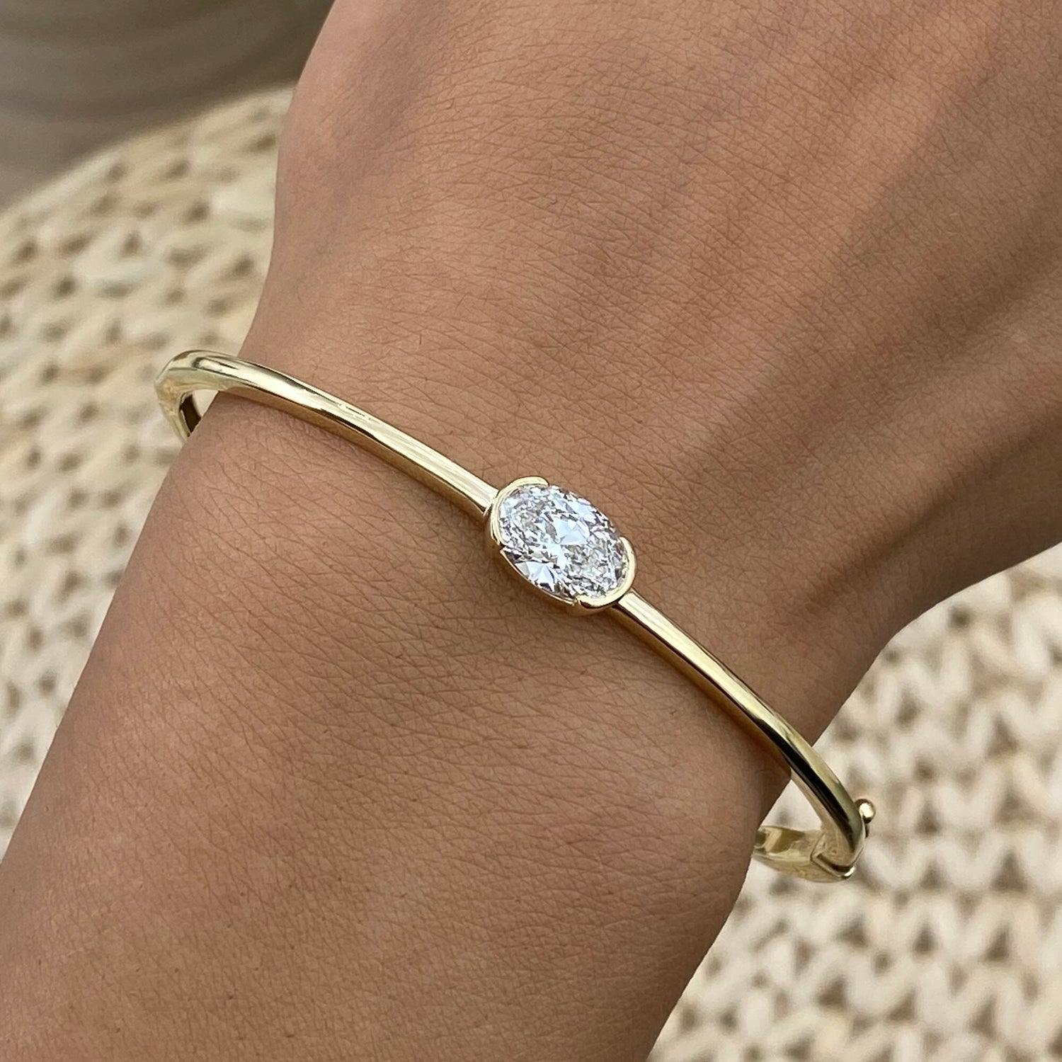 Emma 1.5 Oval Lab-Grown Diamond Bangle, Cuff Bracelet