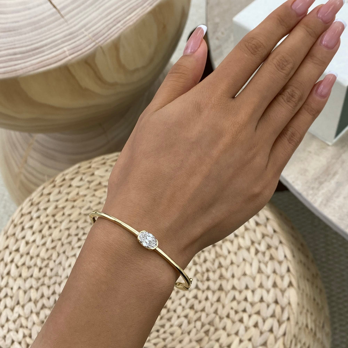 Emma 1.5 Oval Lab-Grown Diamond Bangle, Cuff Bracelet