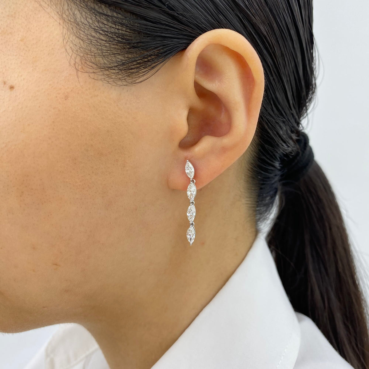 Reagan 1.7 Marquise Lab-Grown Diamond Drop, Chain Earrings