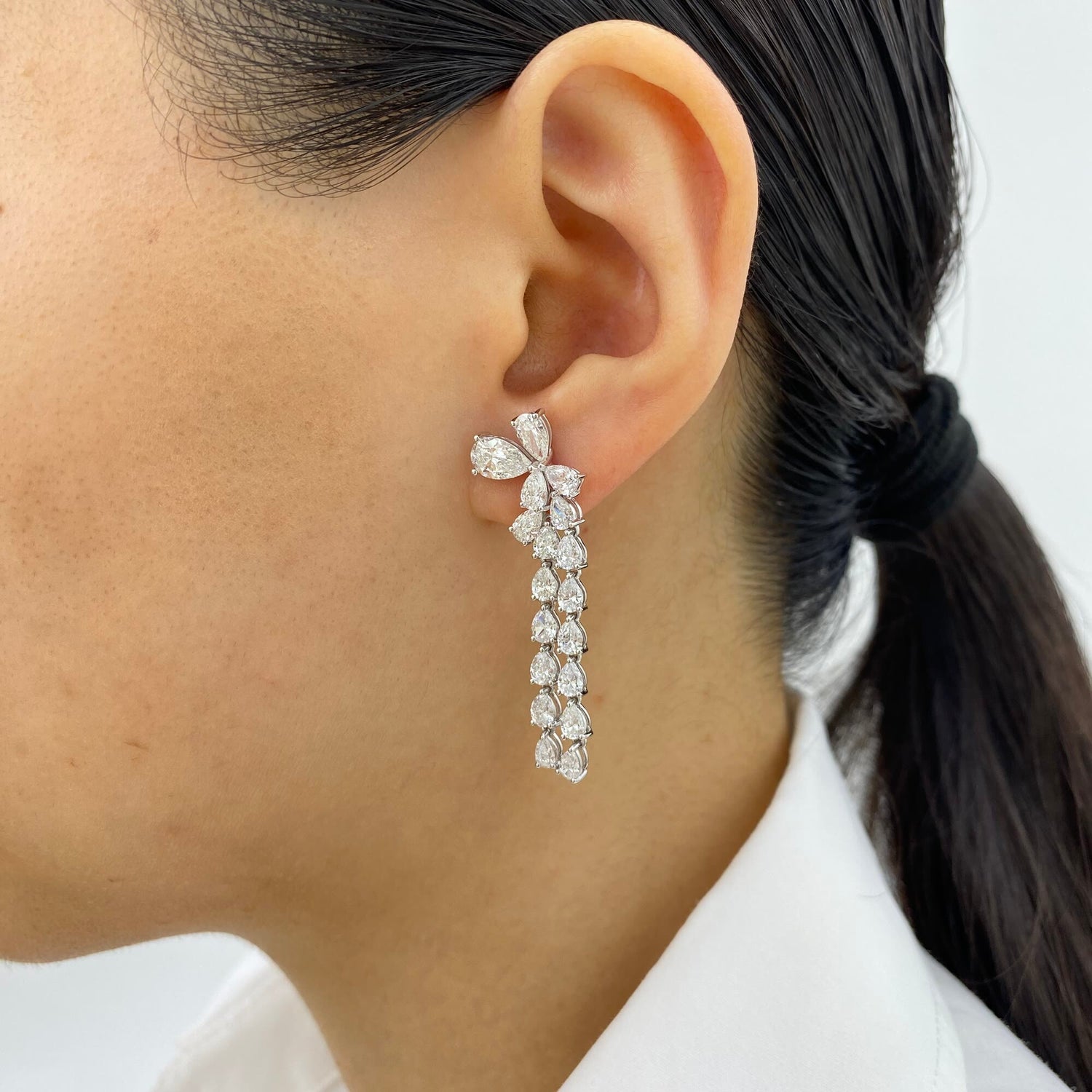 Madeline 6.0 Pear Lab-Grown Diamond Bouquet, Drop Earrings