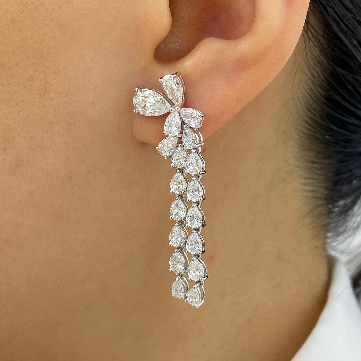 Madeline 6.0 Pear Lab-Grown Diamond Bouquet, Drop Earrings