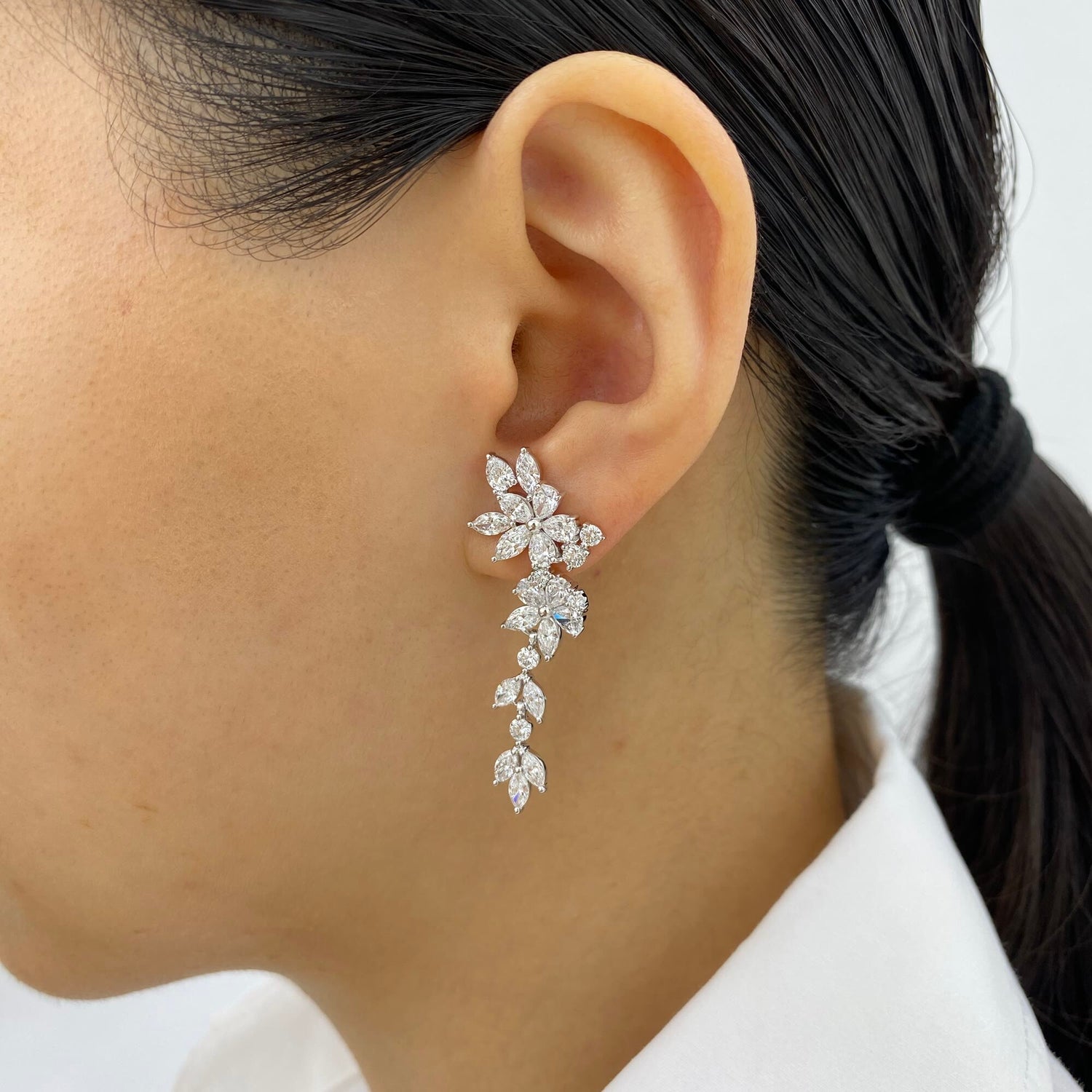 Melanie 4.8 Marquise Lab-Grown Diamond Drop, Cluster Earrings