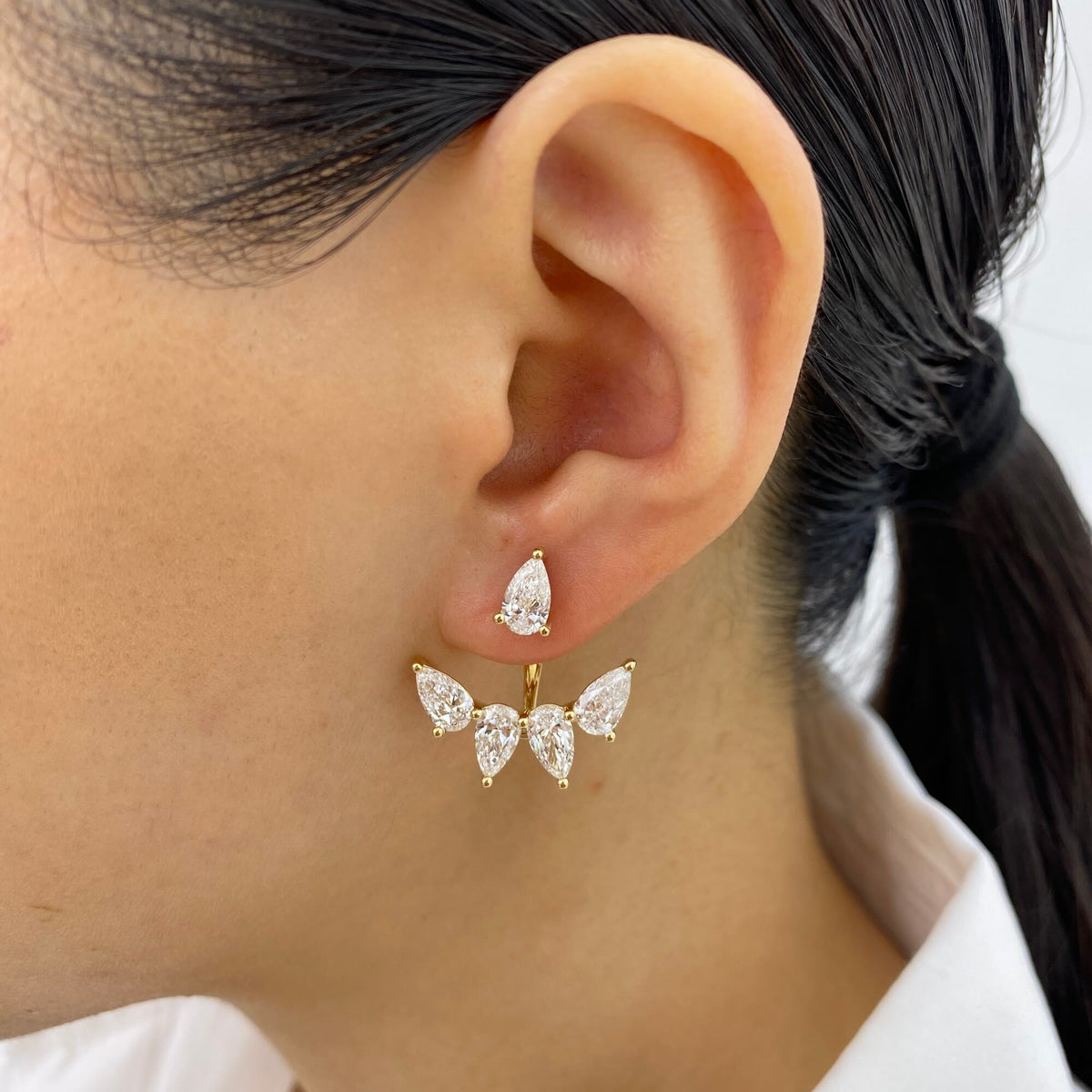 Kennedy 4.7 Pear Lab-Grown Diamond Drop, Jacket Earrings