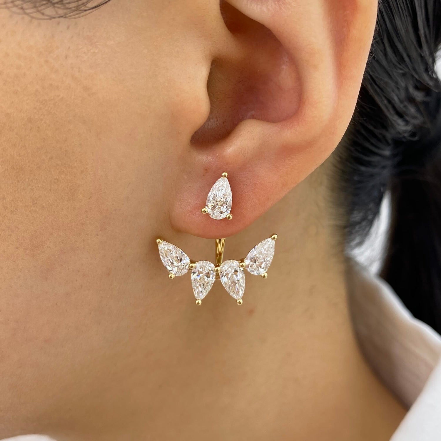 Kennedy 4.7 Pear Lab-Grown Diamond Drop, Jacket Earrings