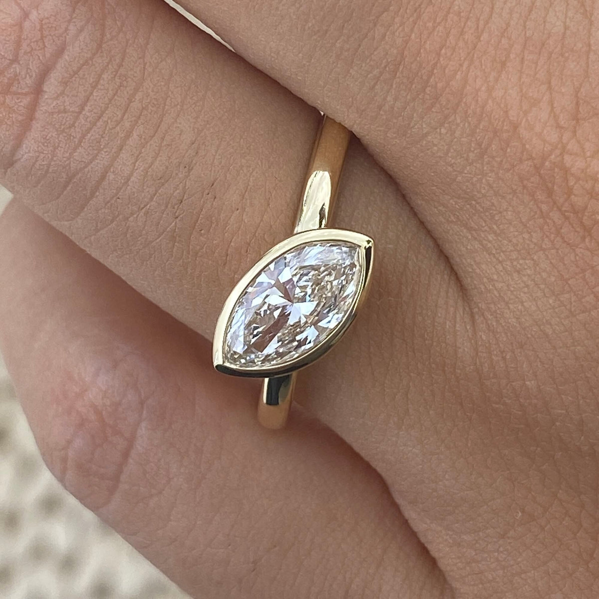 Emmeline 0.9 Marquise Lab-Grown Diamond Solitaire, Bezel Ring