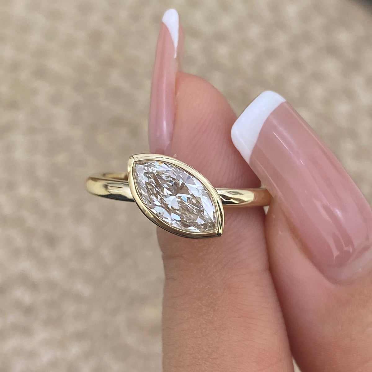 Emmeline 0.9 Marquise Lab-Grown Diamond Solitaire, Bezel Ring