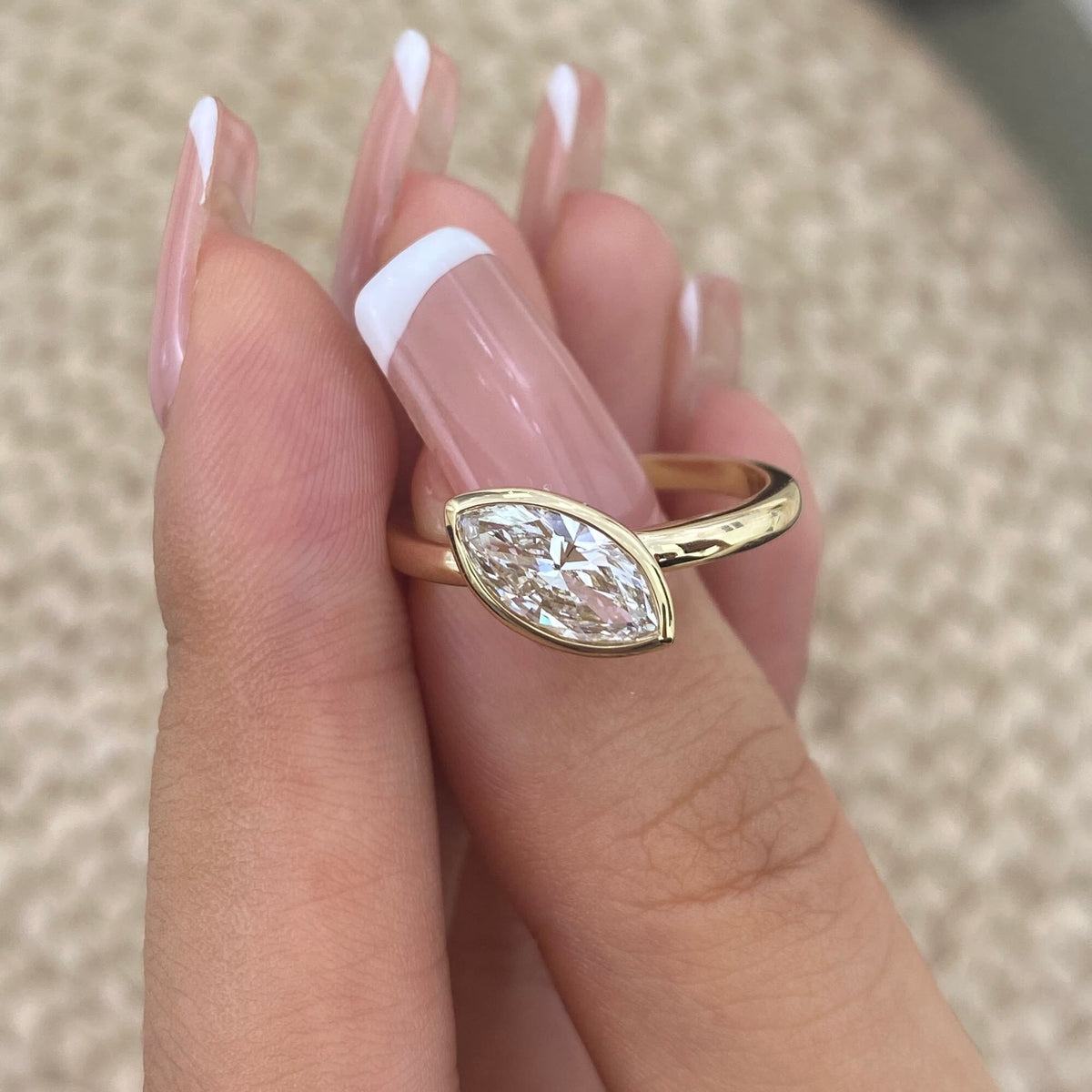Emmeline 0.9 Marquise Lab-Grown Diamond Solitaire, Bezel Ring