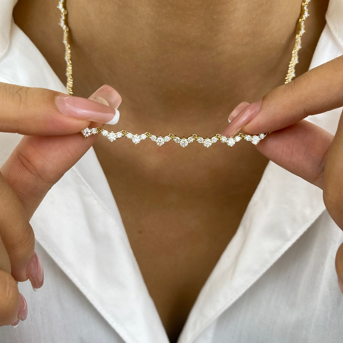Catherine 6.7 Round Lab-Grown Diamond Tennis Necklace
