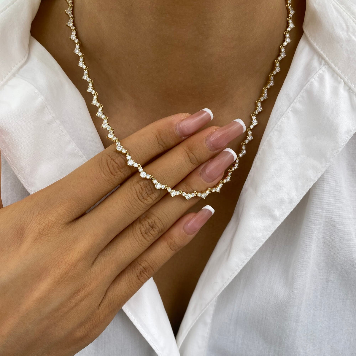 Catherine 6.7 Round Lab-Grown Diamond Tennis Necklace