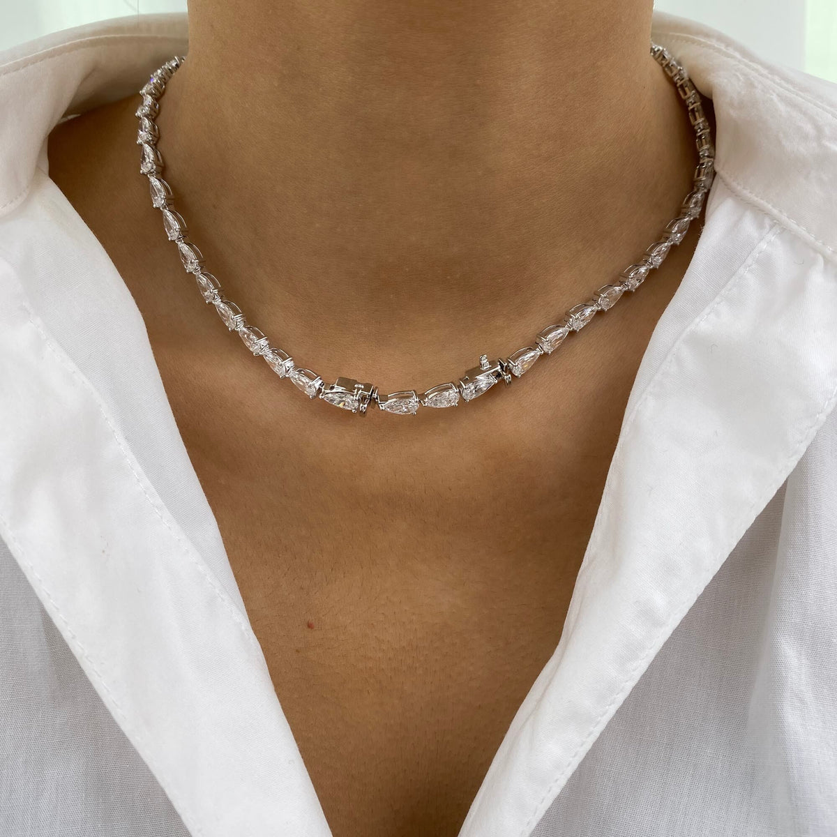 Briar 25.7 Pear Lab-Grown Diamond Tennis, Solitaire Necklace