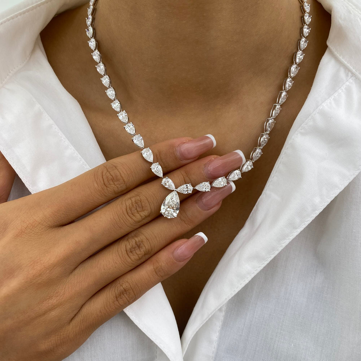 Briar 25.7 Pear Lab-Grown Diamond Tennis, Solitaire Necklace