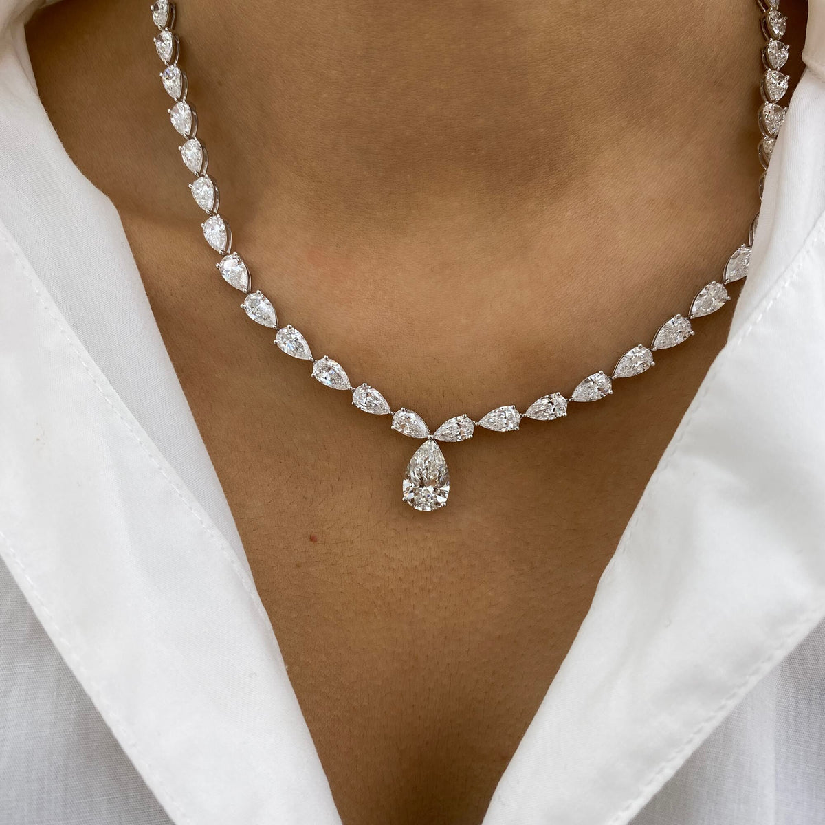 Briar 25.7 Pear Lab-Grown Diamond Tennis, Solitaire Necklace