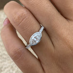 Faye 0.9 Marquise Lab-Grown Diamond Side Stone, Bezel Ring