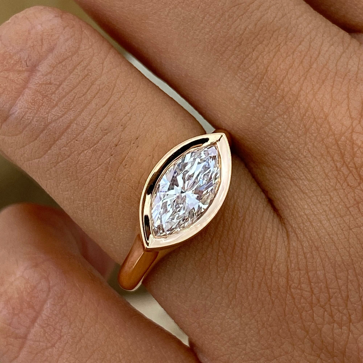 Eileen 1.0 Marquise Lab-Grown Diamond Solitaire, Bezel Ring